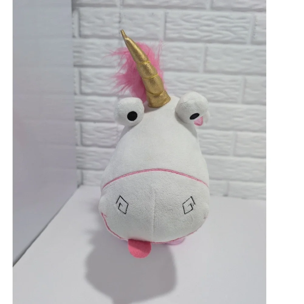 Despicable Me Fluffy Unicorn Plush Agnes Stuffed Animal White Pink Gold Horn